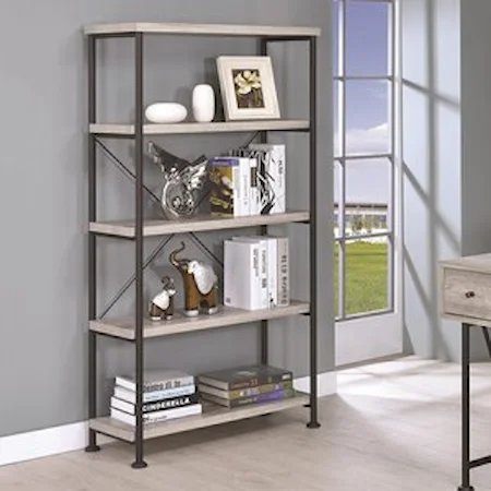 Small Wood and Metal Open Bookcase